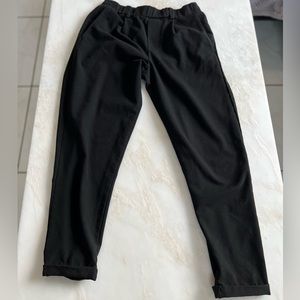 Bershka Black Trousers with Cuffed Ankles